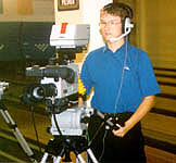Filming the British Open Championships for ITV, 1991